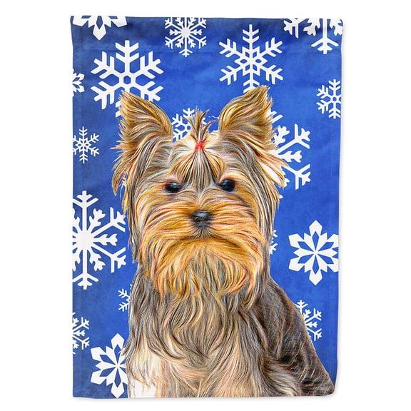 Winter Snowflakes Holiday Yorkie / Yorkshire Terrier Garden Flag