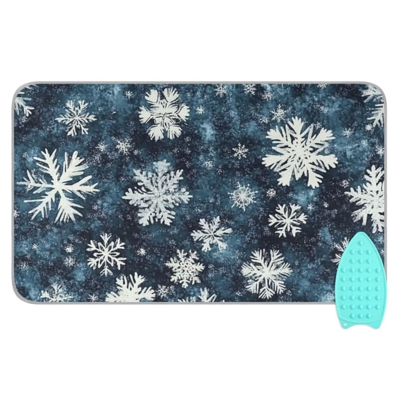 Winter Snowflakes Ironing Mat Blanket for Table Top Travel Portable Ironing Board Pad 47.2x27.6 Inch