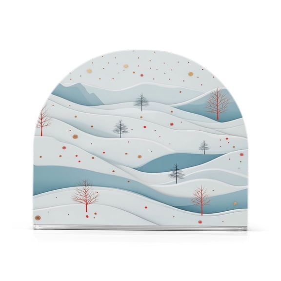 Winter Snowflakes Landscape Thick U Shape Acrylic Napkin Holder Non Slip Space Saving for Kitchen