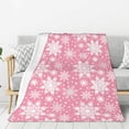 thumbnail image 1 of Winter Snowflakes Pink Throw Blanket Ultra Soft Warm All Season Christmas Decorative Fleece Blankets for Bed Chair Car Sofa Couch Bedroom 60"X50", 1 of 6