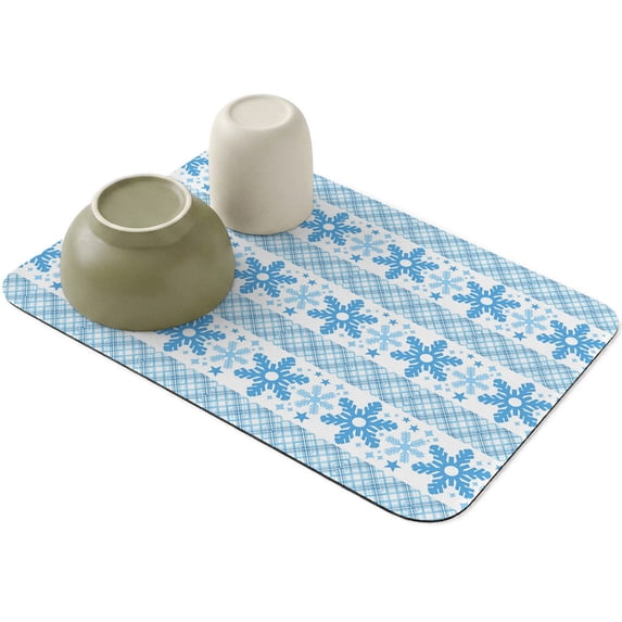 Deep Counter. View Winter Snowflakes Stars Dish Drying Mat,Absorbent Diatomaceous Earth ...