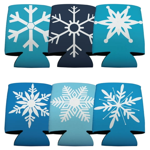Winter Snowflakes Themed Can Cooler Set - 6 Designs - Set of 6