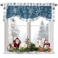 thumbnail image 1 of Winter Snowflakes Tie Up Valances Curtain, Christmas Navy Background Farm Adjustable Rod Pocket Short Window Treatment Tie Up Curtains Valances for Kitchen Living Room Bathroom 54x18 Inches, 1 of 9