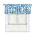 thumbnail image 1 of Winter Snowflakes Valance Curtains for Living Room 54x18 Christmas Kitchen Window Curtain Blue Snow Window Treatment Rod Pocket Valances for Xmas New Year Home Decor, 1 of 5
