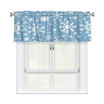 Winter Snowflakes Valance Curtains for Living Room 54x18 Christmas Kitchen Window Curtain Blue Snow Window Treatment Rod Pocket Valances for Xmas New Year Home Decor
