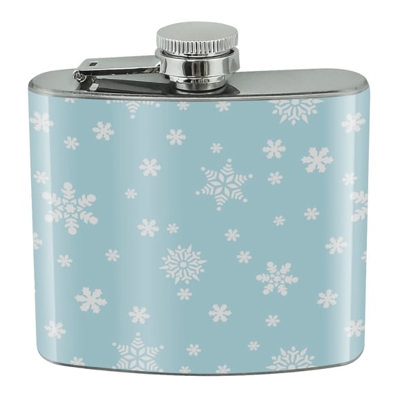 Winter Snowflakes on Blue Stainless Steel 5oz Hip Drink Kidney Flask