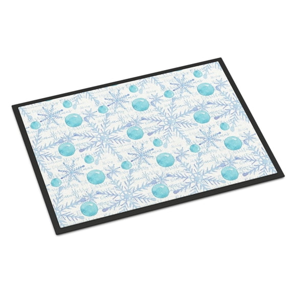 Winter Snowflakes on White Doormat 18x27