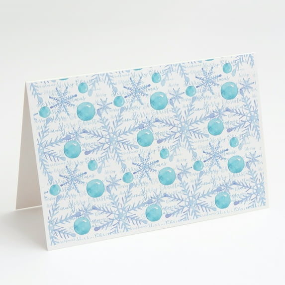 Winter Snowflakes on White Greeting Cards and Envelopes Pack of 8