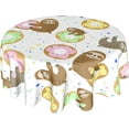 thumbnail image 1 of Winter Snowman Blue Tablecloth Round 60 Inch Let It Snow Washable Polyester Table Cover for Kitchen Holiday Party Outdoor Room Home Decor, 1 of 6
