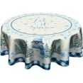 thumbnail image 1 of Winter Snowman Blue Tablecloth Round 60 Inch Let It Snow Washable Polyester Table Cover for Kitchen Holiday Party Outdoor Room Home Decor, 1 of 6