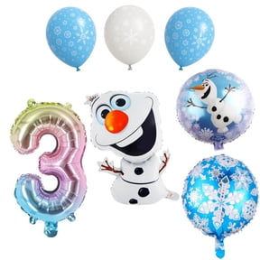 Winter Snowman Character 3rd Birthday Party Balloon Set Blue White Pink Decor