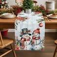 thumbnail image 1 of Winter Snowman Cotton Linen Table Runner Christmas Gift Leaves Flower Snow Ball Wood Grain Dining Table Runners for Home Decor Party Dining Room Restaurant Kitchen Party 13" x 90", 1 of 9