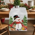 thumbnail image 1 of Winter Snowman Cotton Linen Table Runner Merry Christmas Xmas Tree Elk Gray Background Dining Table Runners for Home Decor Party Dining Room Restaurant Kitchen Party 13" x 72", 1 of 9
