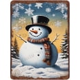 thumbnail image 1 of Winter Snowman Rustic Farmhouse Aluminum Sign Christmas Wall Art Outdoor Christmas Yard Sign Shabby Chic Country Xmas Wall Decor for Bedroom Living Room 12x16 inches, 1 of 6