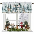 thumbnail image 1 of Winter Snowman Elk Squirrel Valances for Windows, 54 x 18in, Christmas Tree Floral Leaves Rod Pocket Kitchen Valance Curtain Light Filtering Window Treatments for Living Room Bedroom, 1 Panel, 1 of 7