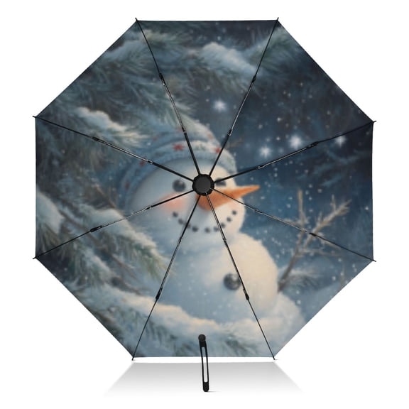 Winter Snowman Extra Large Automatic Umbrella, UV Protection, Waterproof, Auto Open and Close