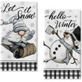 thumbnail image 1 of Winter Snowman Gnome Buffalo Plaid Check Kitchen Dish Towel, Snowflakes are Kisses from Heaven Blue Bath Bar Hand Drying Cloth, Christmas Wishes Reindeer Farmhouse Decor Home Decorations 18x26, 1 of 6