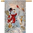 thumbnail image 1 of Winter Snowman House Flag 28 x 40 Vertical Double Sided Christmas Deer Cardinal Bird Holiday Outside Decorations Burlap Yard Flag BW727-40, 1 of 6
