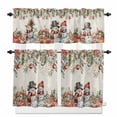 thumbnail image 1 of Winter Snowman Kitchen Curtains and Valances Set, Christmas Gift Leaf Flower Snow Ball Vintage Linen Rod Pocket Window Valance Window Curtain Panels for Living Room Bedroom, 27.5x24in, 3 Pieces, 1 of 7