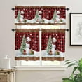 thumbnail image 1 of Winter Snowman Kitchen Window Valance and Tier Set Snowy Christmas Tree 3 Piece Rod Pocket Valances Short Curtain, Snowflake on Black Red Check Windows Treatment Curtains for Bedroom/Cafe/Bathroom, 1 of 5
