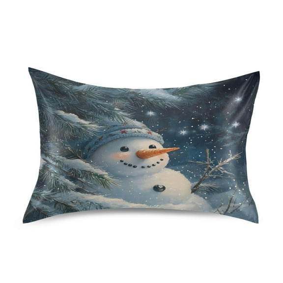 Winter Snowman Luxury Silky Soft Pillowcase Standard Size Wrinkle Resistant Envelope Closure 20x26in