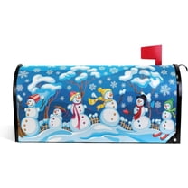Winter Snowman Magnetic Mailbox Cover Christmas Holiday with Snowflakes Standard Size-18"x 20.8"