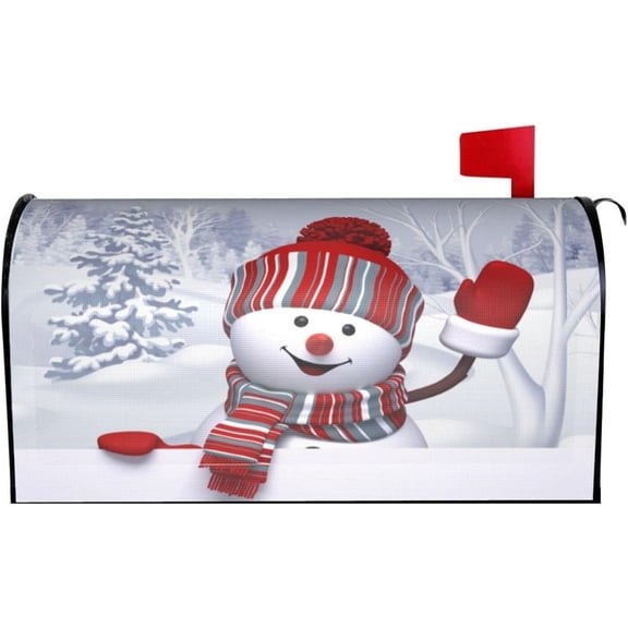Winter Snowman Mailbox Cover Magnetic Winter Mailbox Wraps Post Box Cover Décor 21x18 in