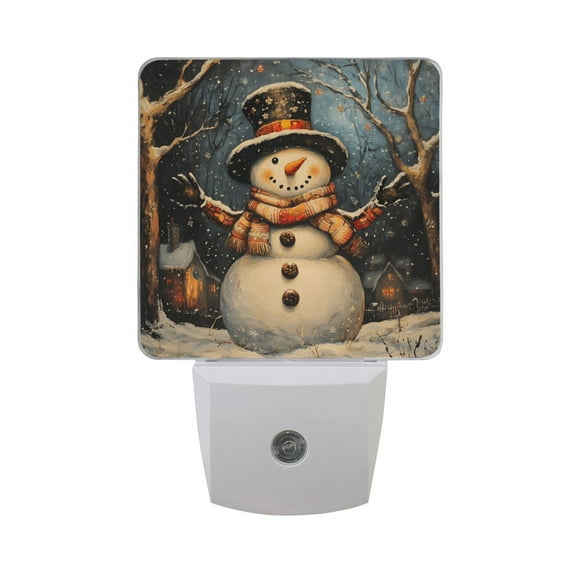 Winter Snowman Night Light 2 Pack LED Nightlight Plug into Wall Dusk to Dawn Sensor Soft White