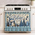 thumbnail image 1 of Winter Snowman Oven Skirt Curtain for Farmhouse Kitchen Decor Blue Christmas Farmhouse Farmhouse Tie Top Oven Curtain for Door Decorative Stove Cover Dishwasher Cover for Cottage Kitchen Decor, 1 of 7