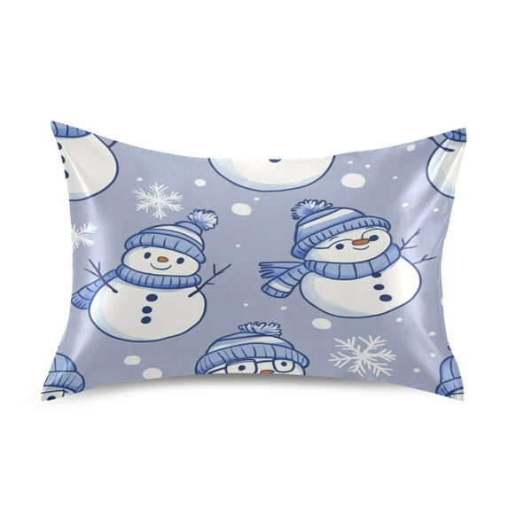 Winter Snowman Pattern Luxury Silky Soft Pillowcase Standard Size Wrinkle Resistant Envelope Closure 20x26in