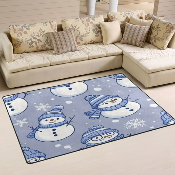 Winter Snowman Pattern Soft Polyester Area Rug 31''x20'', Non Slip, Memory Foam, Water Absorbent