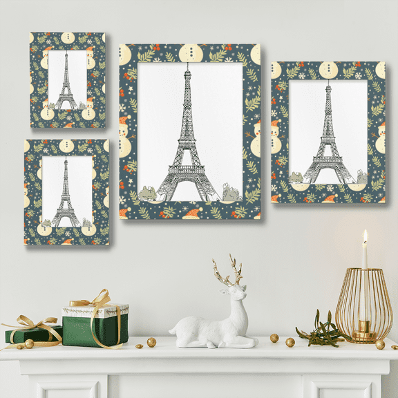 Winter Snowman Pine Branch Picture Frame 8x10in,for Tabletop & Wall,Family Christmas Home Decor Gift