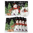 thumbnail image 1 of Winter Snowman Placemats Set of 4 Merry Christmas Xmas Tree Elk Black Heat Insulation Washable Place Mats, Rustic Non-Slip Table Mats for Dining Table Party Kitchen Decor,13x19 Inch, 1 of 4