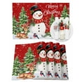 thumbnail image 1 of Winter Snowman Placemats Set of 6 Merry Christmas Xmas Tree Elk Red Heat Insulation Washable Place Mats, Rustic Non-Slip Table Mats for Dining Table Party Kitchen Decor,13x19 Inch, 1 of 4
