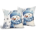 thumbnail image 1 of Winter Snowman Snowflake Pillow Covers 18x18 Inch Blue Christmas Throw Pillow Covers Set of 2 Xmas Winter Holiday Pillowcases Cotton Linen Cushion Covers For Couch Bedroom Sofa Chair Car Home Decor, 1 of 6
