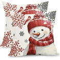 thumbnail image 1 of Winter Snowman Snowflake Pillow Covers 18x18 Inch Red Christmas Throw Pillow Covers Set of 2 Xmas Winter Holiday Pillowcases Cushion Covers for Couch Home Decor, 1 of 7
