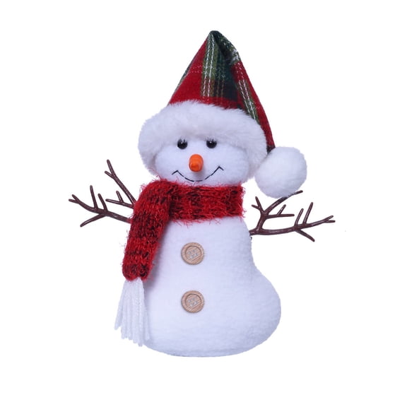 Winter Snowman Stuffed Figure Dolls with Scarf and Long Hat Cartoon Plush Toy Christmas Home Desktop Decoration Ornament