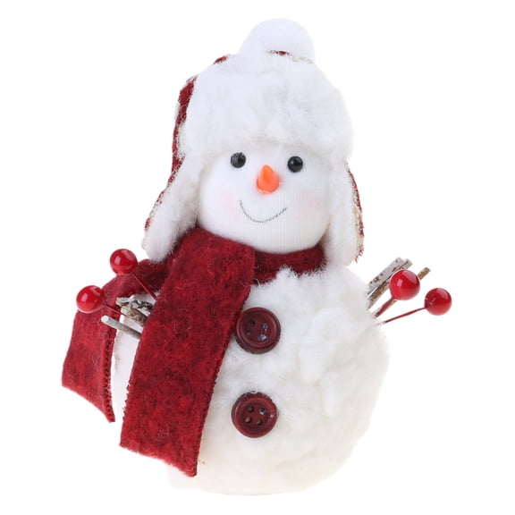 Winter Snowman Stuffed Figure Plush Dolls with Scarf and Plush Hat Cartoon Plush Toy Christmas Home Desktop Decoration