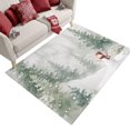 thumbnail image 1 of Winter Snowman Washable Area Rug 3 x 5 ft Rustic Evergreen Trees Misty Mountains Gray Soft Non‑Slip Rugs Stain Repellent Indoor Mats for Entry Foyer, Apartment Living Corner Dining Nook, 1 of 9