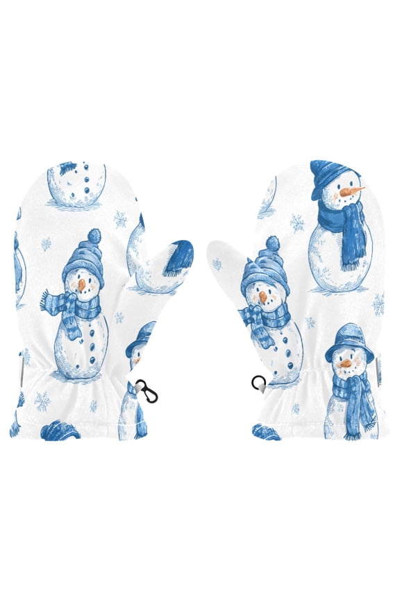 Winter Snowman Witch Cauldron Pattern Cold Weather Mittens Cozy Gloves with Adjustable Fit Perfect for Outdoor Fun
