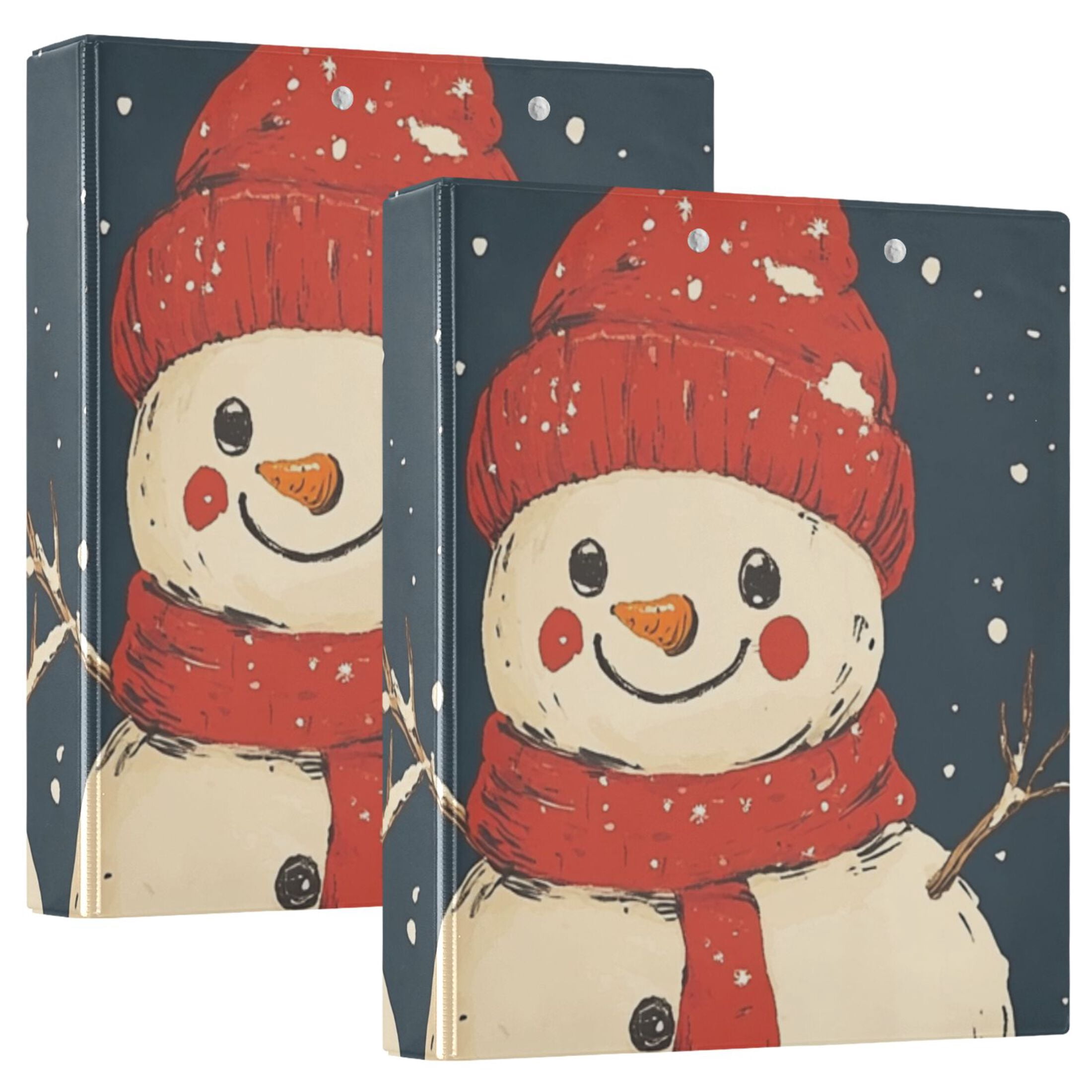 Winter Snowmans 3 Ring Binders 1.5 inch Hardcover File Folders with Interior Pockets A4 Size Organizer for School Office Hospital