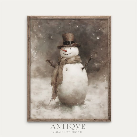 Winter Snowmansnow Man, Rustic Winter Decor, Farmhouse,1050 UNFRAMED Poster, 8x12