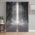 thumbnail image 1 of Winter Snowscape Sheer Curtains 63 Inch Length 2 Panels Set, Night Snow Landscape Trees Natural Voile Window Treatment Rod Pocket Curtains Sheers Drapes for Bedroom/Living Room/Kitchen 52x"63"x2, 1 of 7