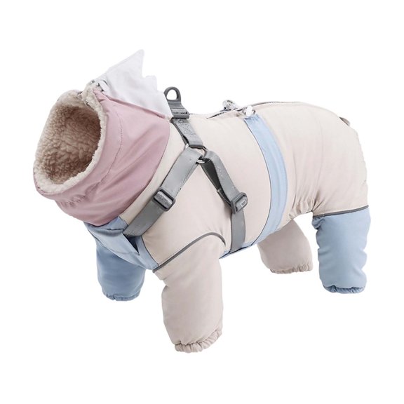 Winter Snowsuit With Harness Warm Lined Jumpsuit Reflective Four Legged Coat For Small Medium Large Dogs Cold Weather Apparel With Adjustable Pet Clothes Birthday Gift For Pet Dog Cat S