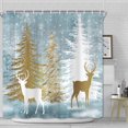 thumbnail image 1 of Winter Snowy Forest Scenery Shower Curtains, Snowflake Gold and White Colors Pine Trees Deer Christmas Shower Curtain Decor for Bathroom, Polyester Waterproof Cloth Fabric with 12 Hooks,72x72 Inch, 1 of 6