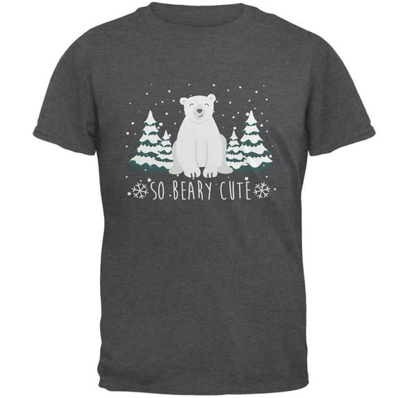 Winter So Beary Very Cute Polar Bear Pun Mens T Shirt Dark Heather LG