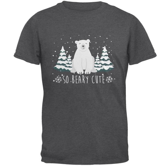 Winter So Beary Very Cute Polar Bear Pun Mens T Shirt Dark Heather LG