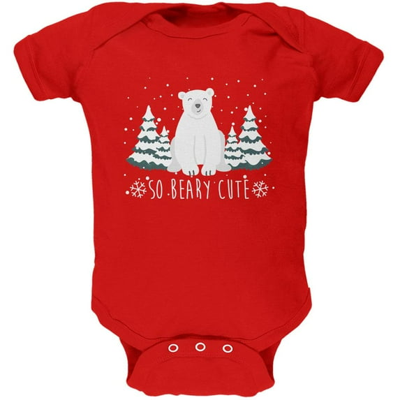 Winter So Beary Very Cute Polar Bear Pun Soft Baby One Piece Red 18-24 M