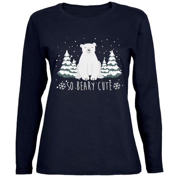 Winter So Beary Very Cute Polar Bear Pun Womens Long Sleeve T Shirt