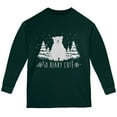 thumbnail image 1 of Winter So Beary Very Cute Polar Bear Pun Youth Long Sleeve T Shirt Forest Green YXL, 1 of 1